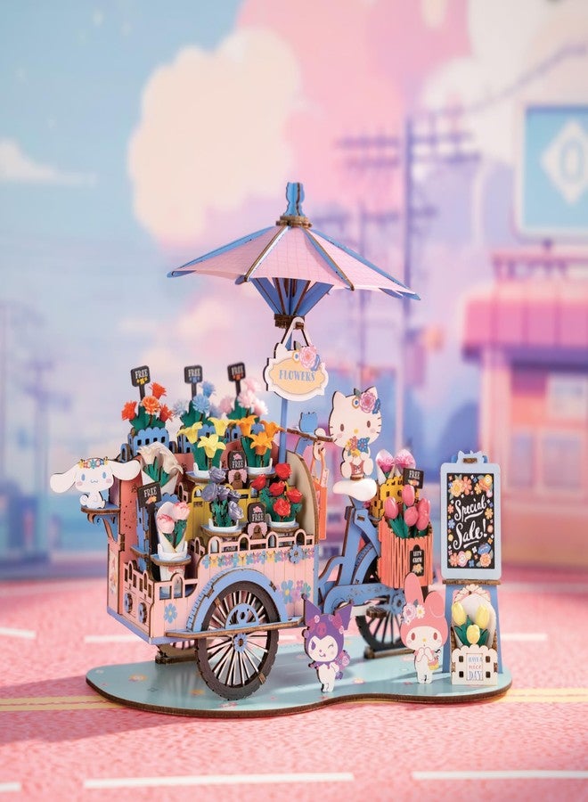 Hands Craft Hello Kitty And Friends Flower Cart 3D Wooden Puzzle Kit | DIY Floral Model | Arts & Crafts for Adults & Kids | Creative Hobby Kits | Hello Kitty Characters | Wood Building Set | Nice Gift - Image 2
